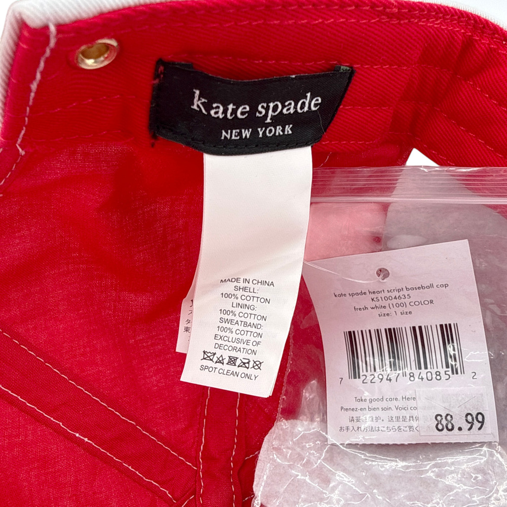 KATE SPADE New York Heart Script Baseball Cap in White - Picture 10 of 12